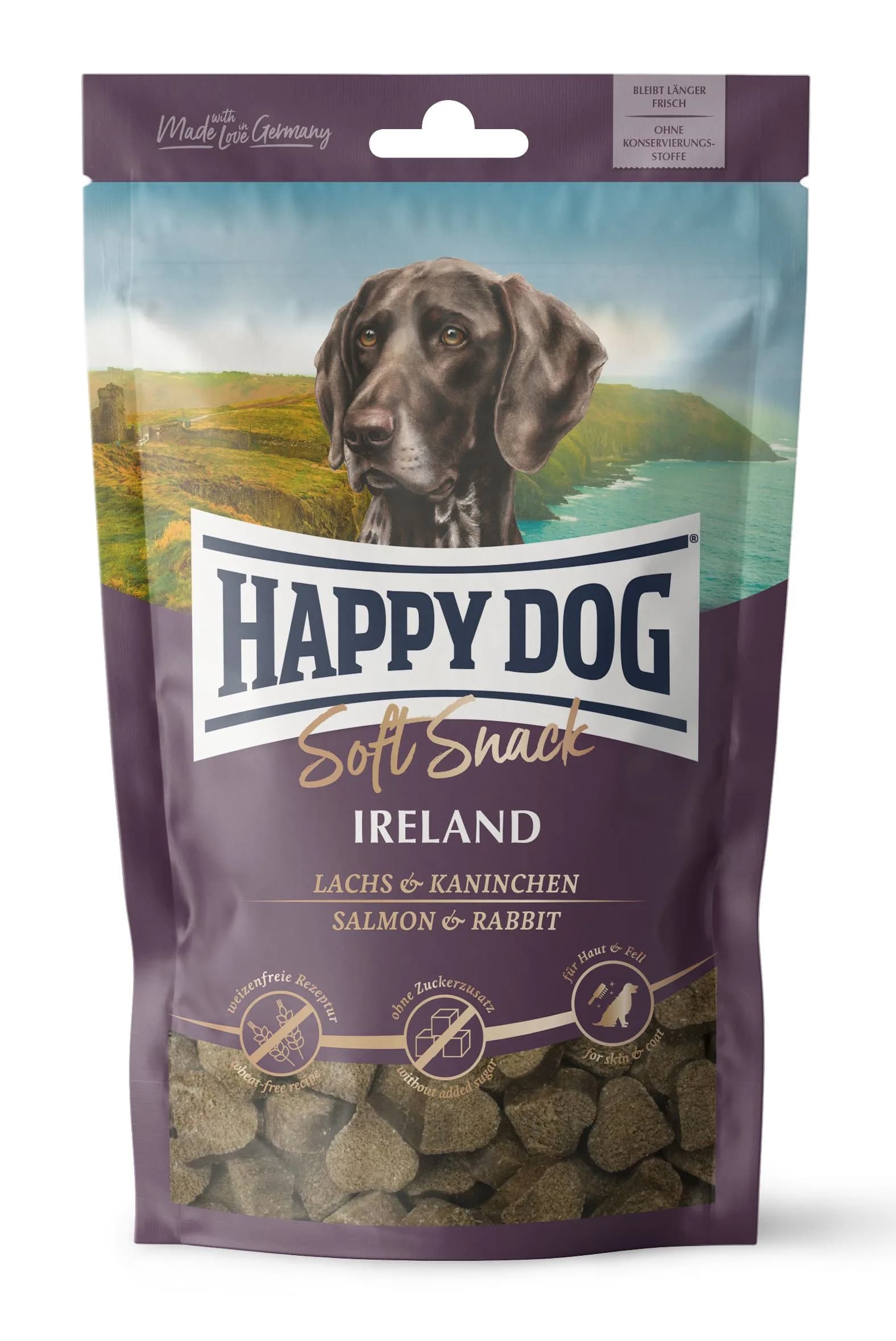 Happy Dog Soft Snack Irlandia przysmak dla psów dorosłych łosoś i królik 100 g
