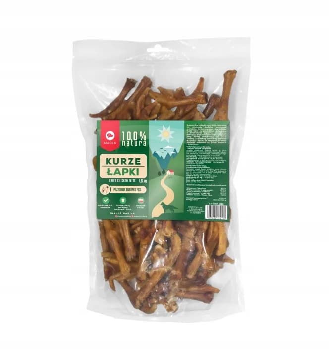 Maced Przysmak dla Psa Suszone Kurze Łapki 100% NATURA 300 g/1,5 kg