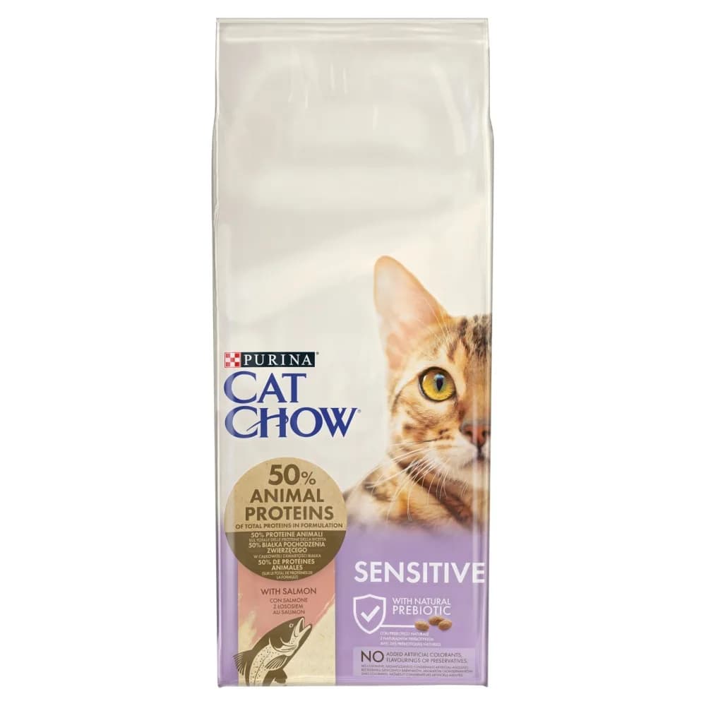 Purina CAT CHOW Sensitive - sucha karma bogata w łososia 15 kg