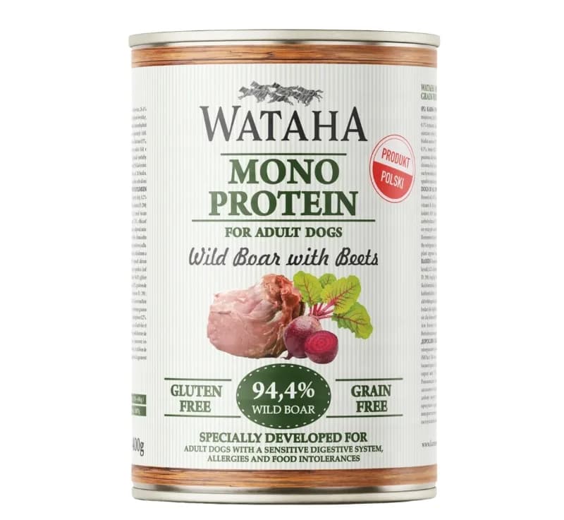 Wataha Mono Protein Adult Dog 94,4% Dzik z Burakami - karma mokra z dzikiem i burakami dla dorosłych psów 400 g