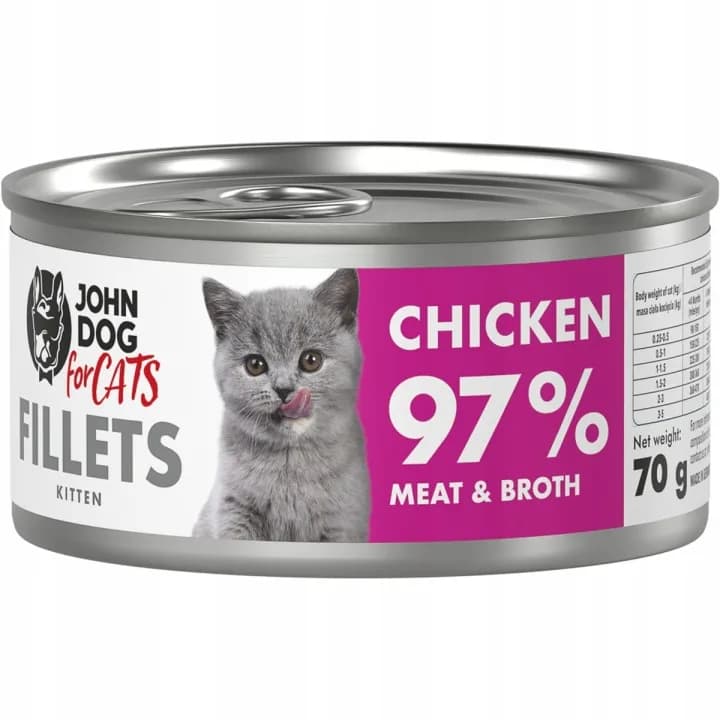 John Dog for Cats Filety karma mokra z kurczakiem dla kociąt 70 g