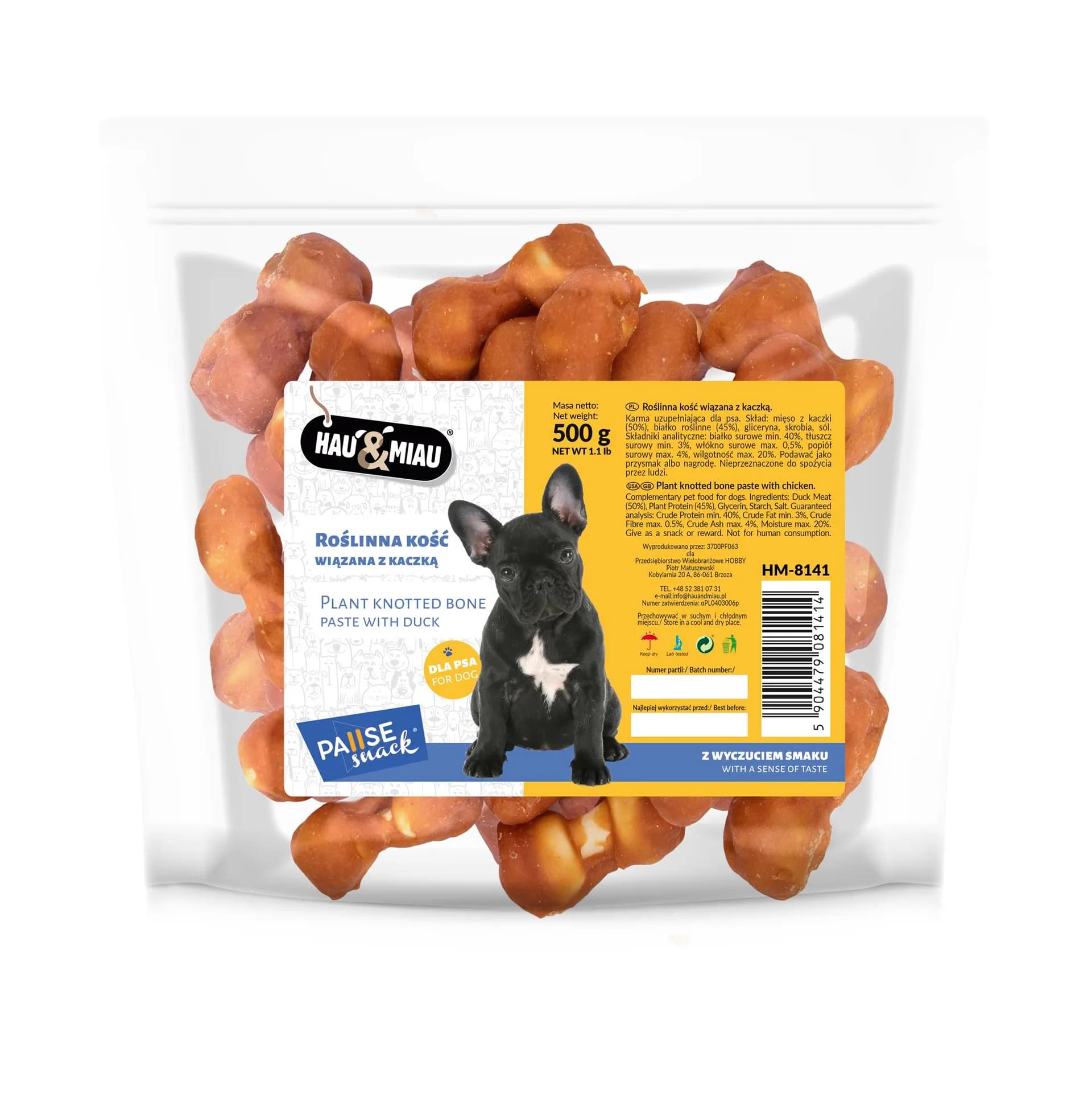 Hau&Miau Pausesnack przysmak dla psa roślinna kość wiązana z kaczką 500 g