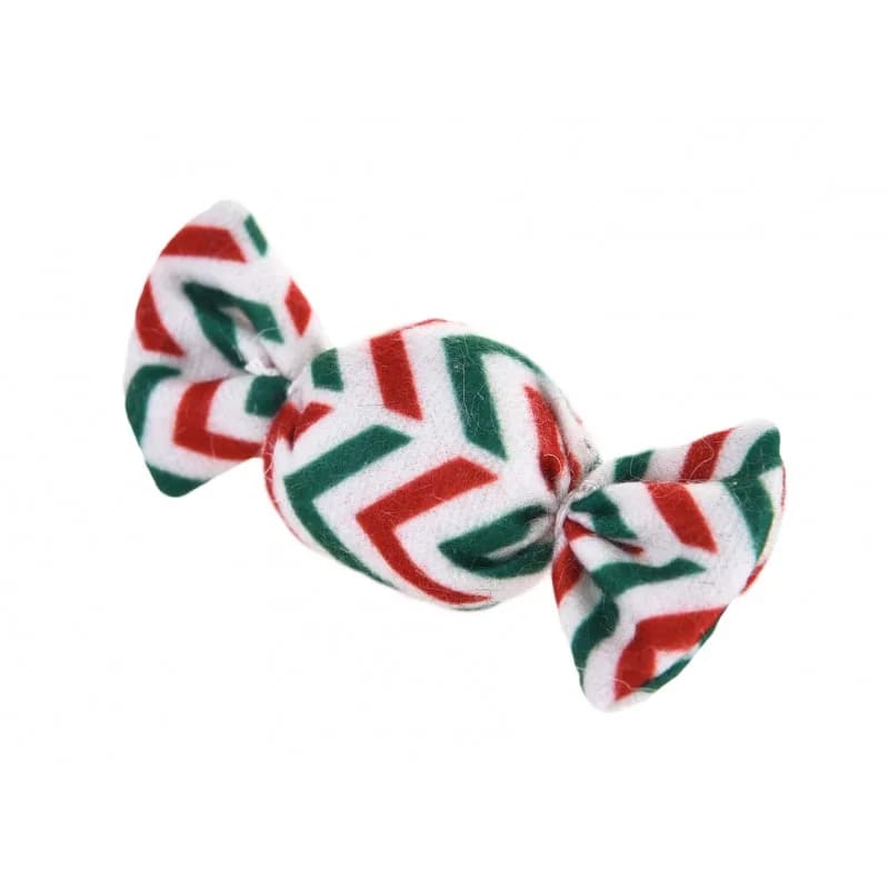 Barry King Zabawka dla kota cukierek pluszowy czerwone/zielone paski 4 × 9 cm