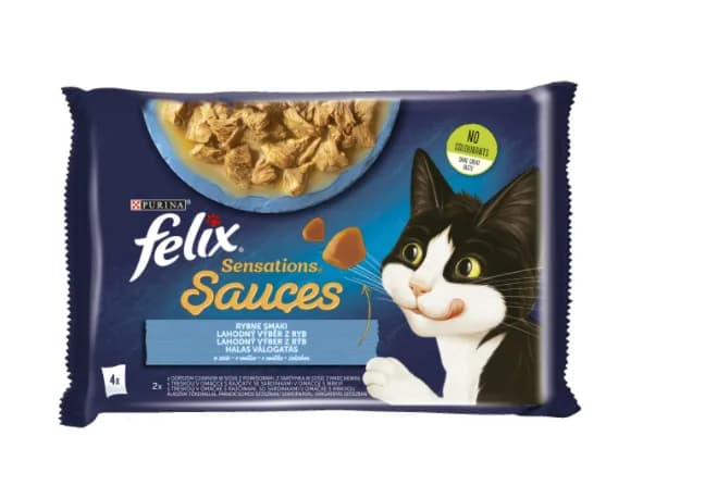 FELIX SENSATIONS Saszetki dla kota Ryba w sosie 4 × 85 g