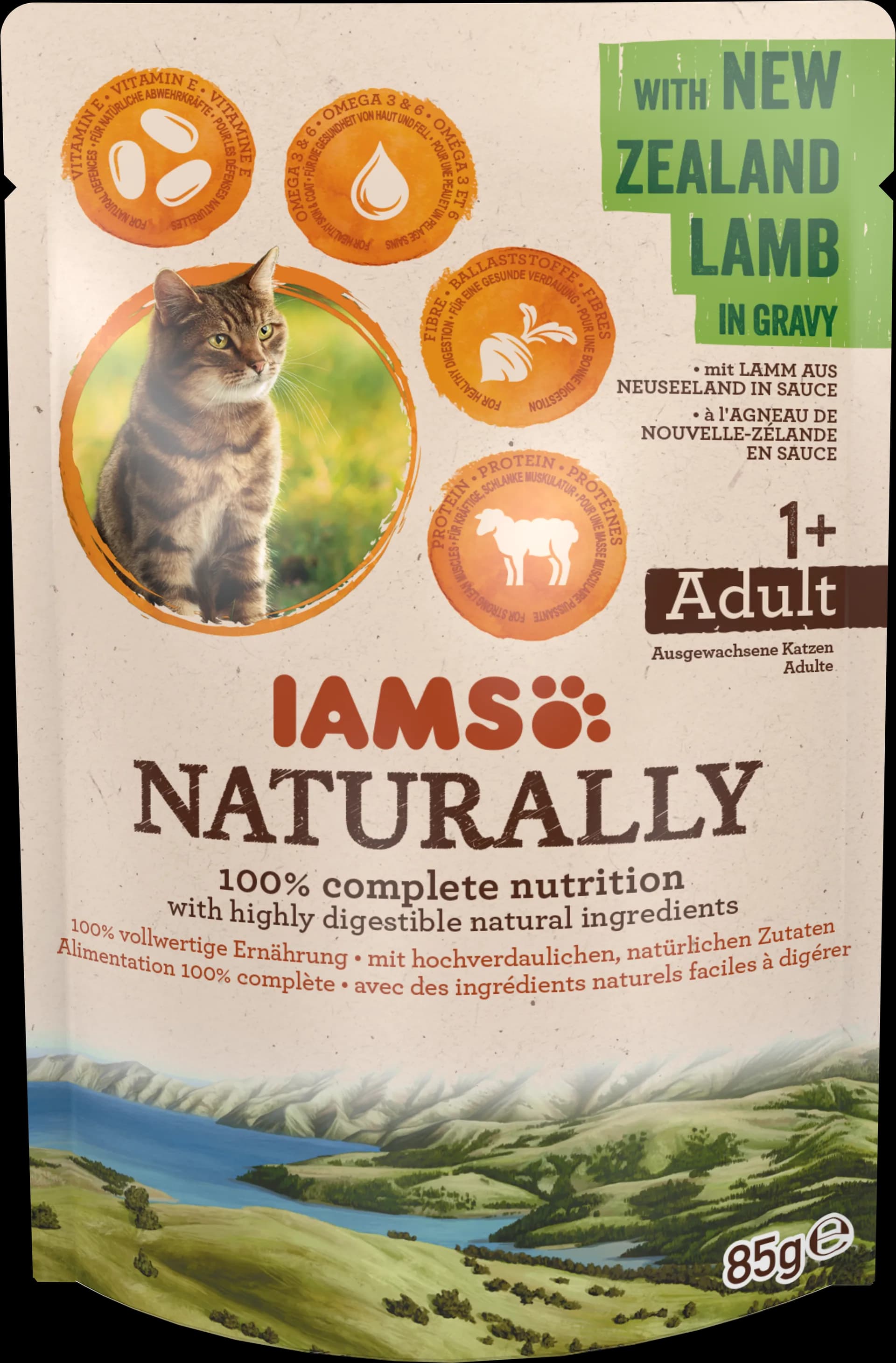 IAMS Naturally Adult Cat with New Zealand Lamb in Gravy 85 g