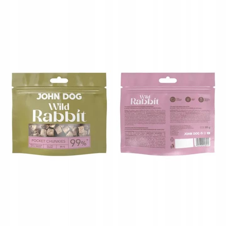 Przysmak dla psa z królika Chunkies John Dog Wild Pocket 80 g