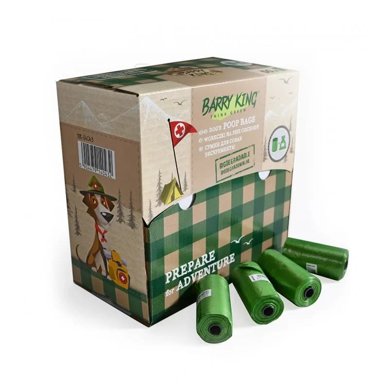 BarryKing Woreczki na psie odchody, 50 rolek x 20 szt, zielone, biodegradowalne