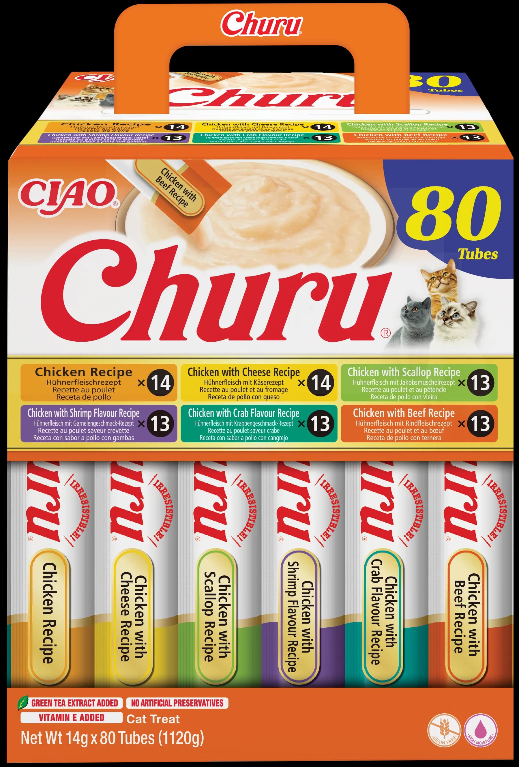 INABA Churu 80P Uzupełniająca karma dla kotów mix przysmaków z kurczakiem 80 × 14 g