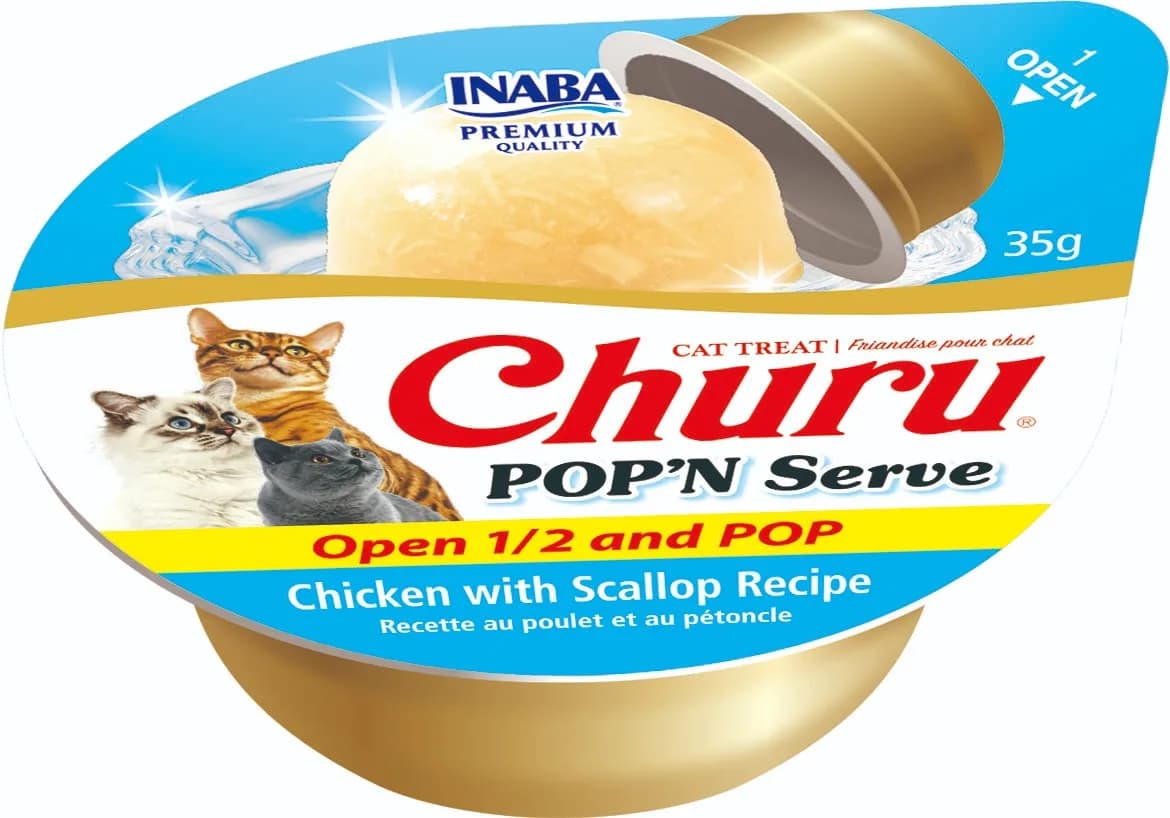 Inaba Churu Pop’n Serve Chicken with Scallop Recipe 2 × 35 g (70 g)