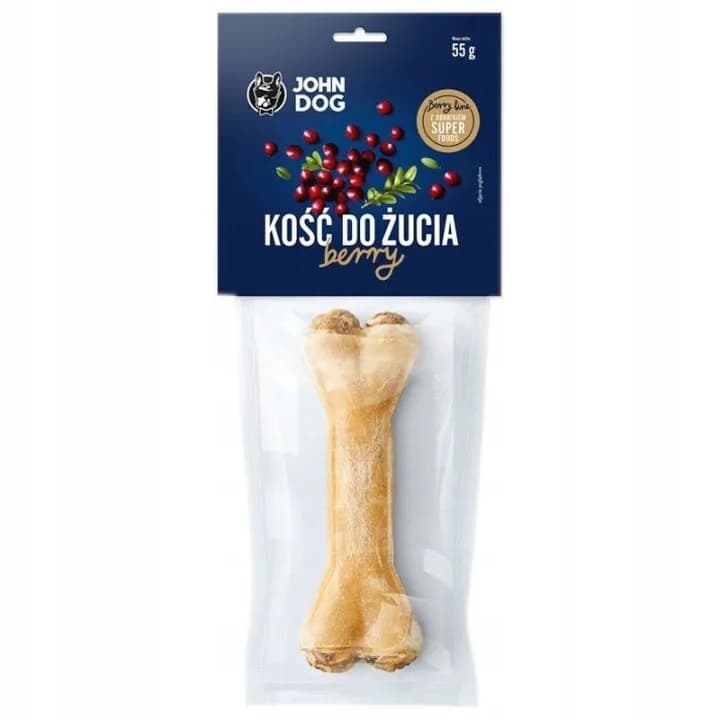 SMAKOŁYKI John Dog Kość do żucia BERRY żwacz i penis wołowy z żurawiną 12 cm / 1 szt
