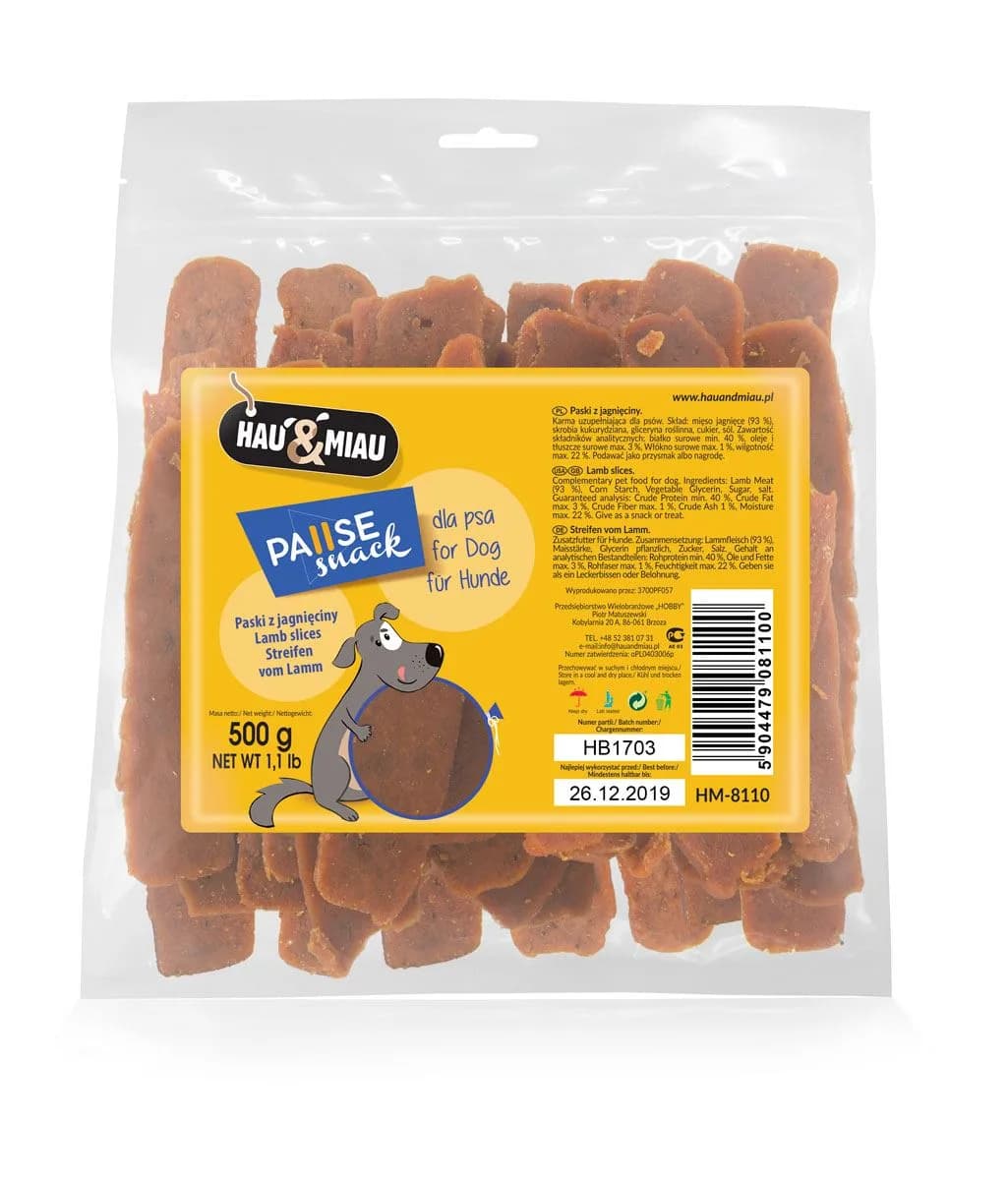Hau&Miau Paski z jagnięciny dla psa 500 g