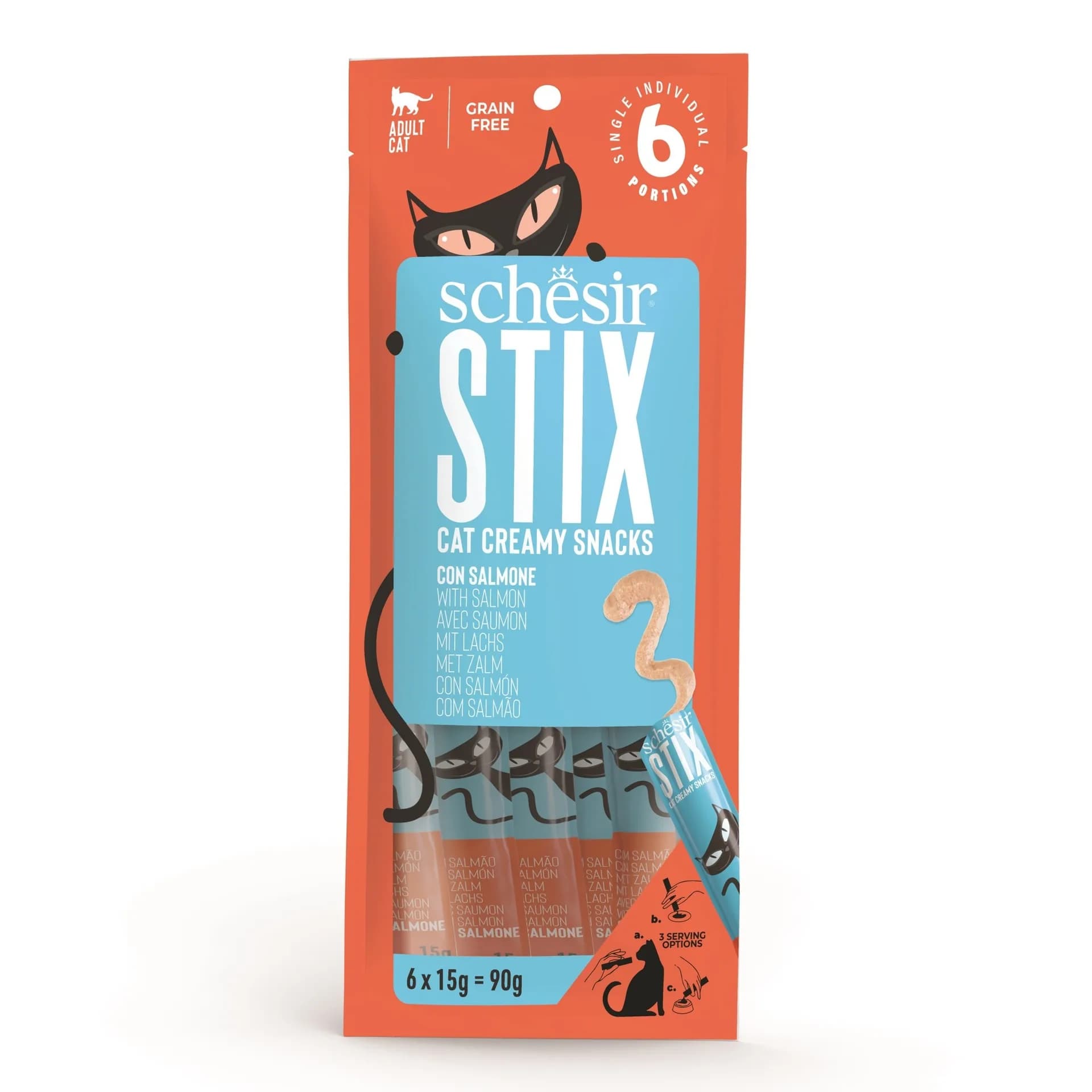 Schesir Stix przysmak dla kota łosoś 6 × 15 g