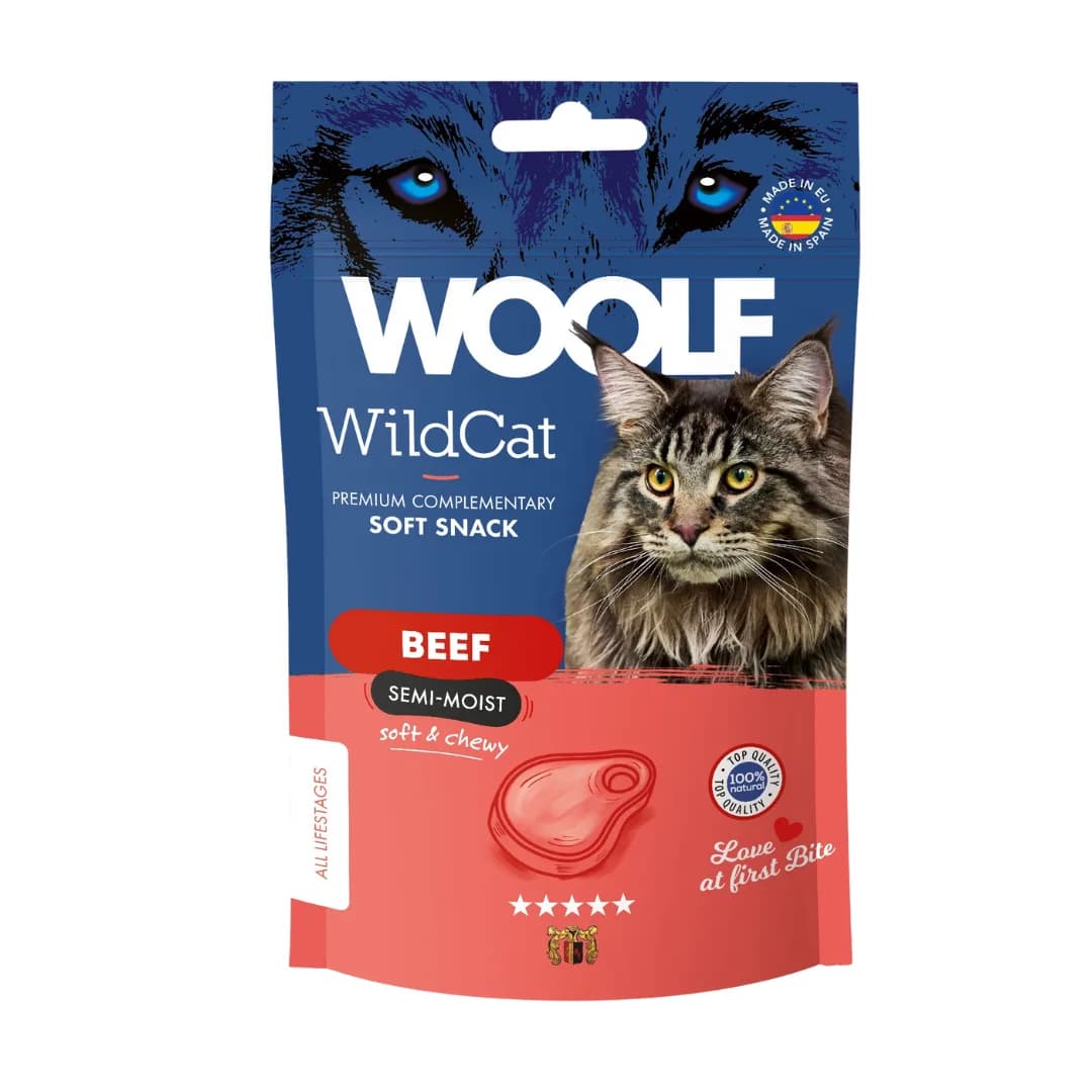 Woolf WildCat SoftSnack Wołowina - Półwilgotne smakołyki dla kota 50 g