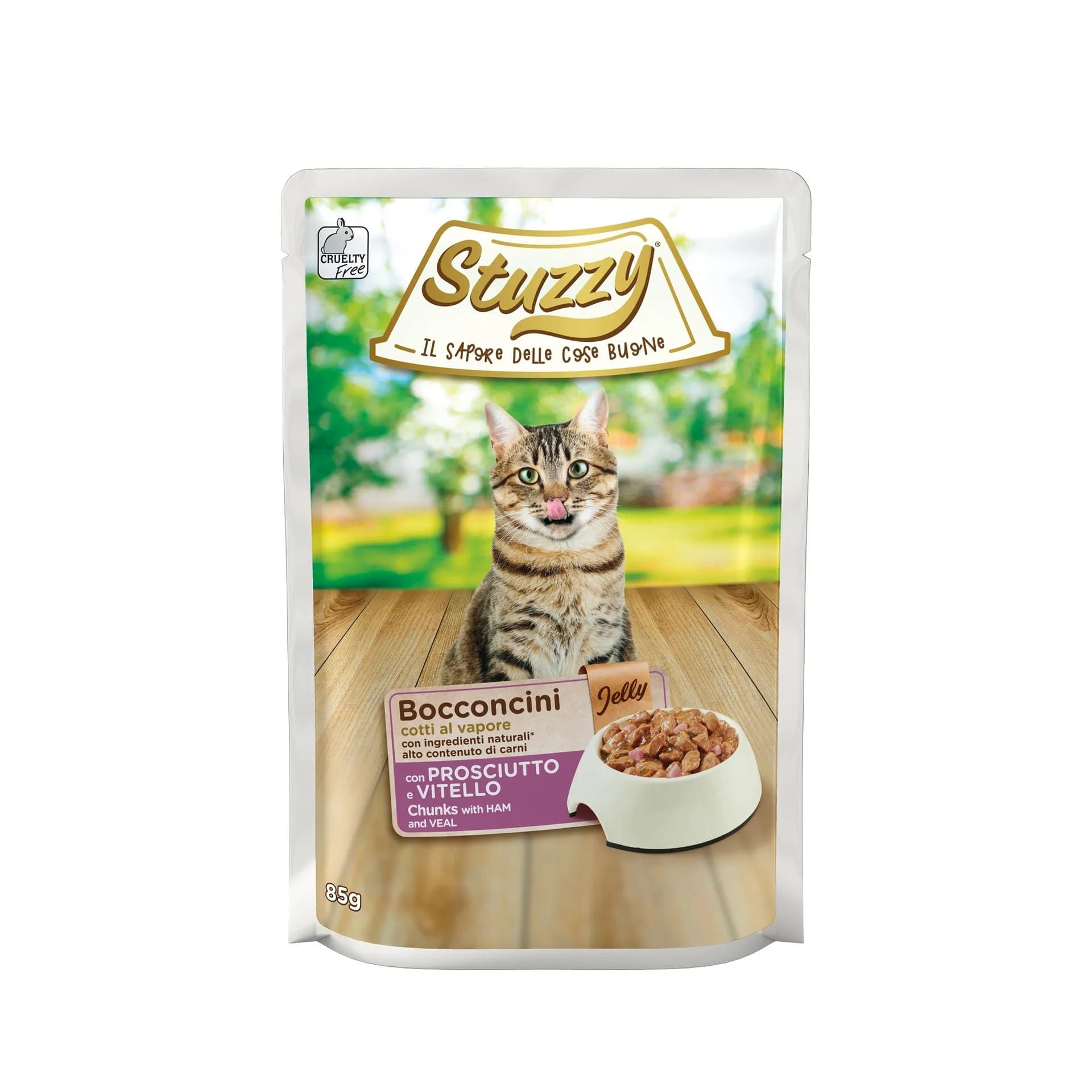 Bocconcini, karma mokra, dla kota, szynka z cielęciną w galarecie, 85 g, saszetka