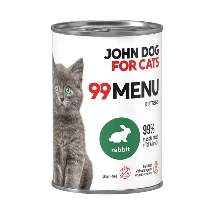 John Dog for Cats 99 MENU karma mokra z kurczakiem i królikiem dla kociąt 400 g