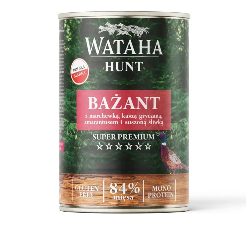 Wataha Hunt Mono Protein 84% Bazant Marchewka Kasza Gryczana Amarantus 400 g