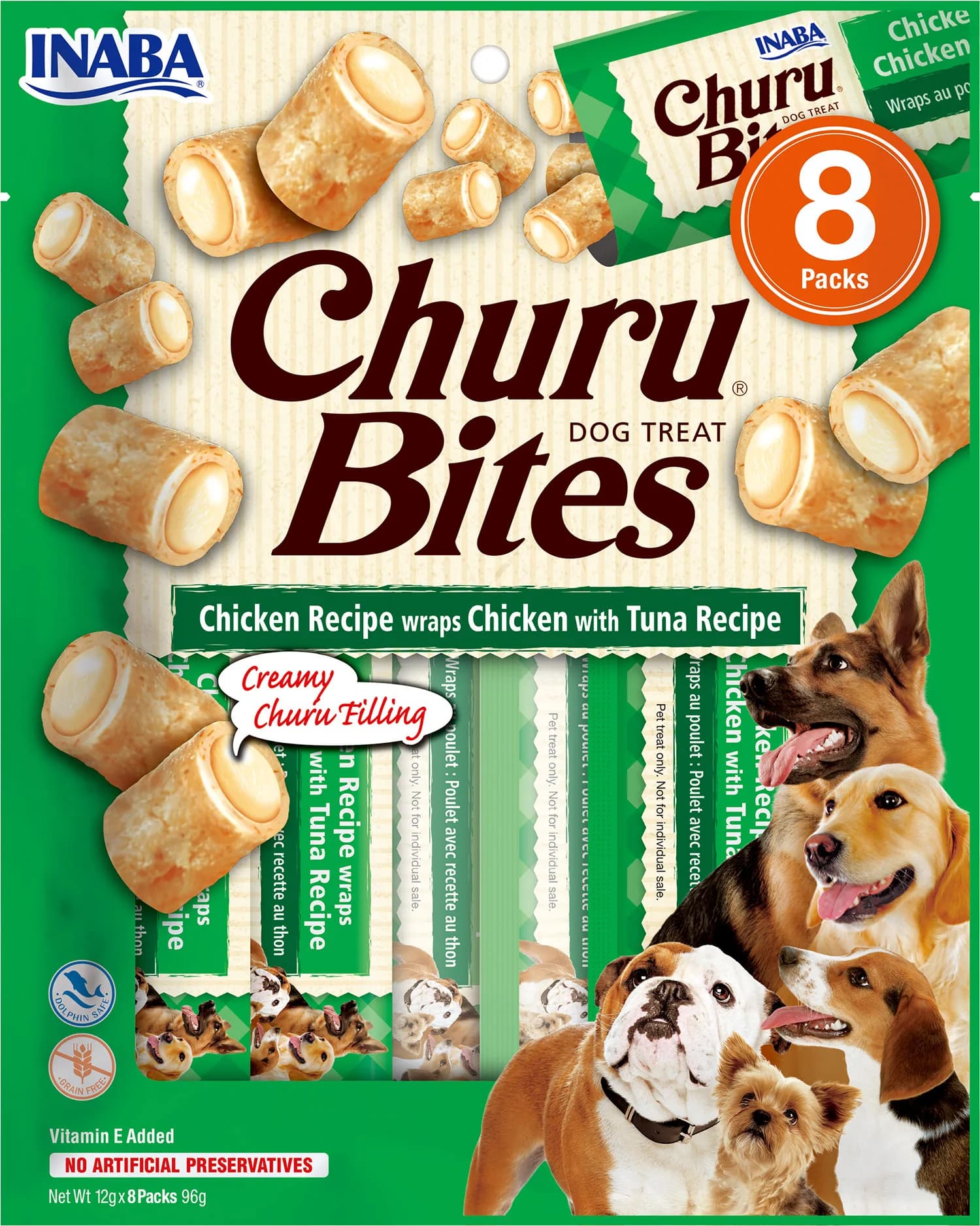 INABA DOG CHURU ROLLS CHICKEN WR.CHIC&SALMON 8 × 12 g