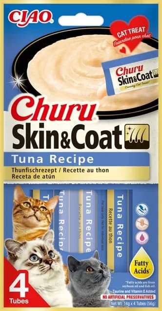 INABA CAT CHURU SKIN&COAT TUNA 4 × 14 g