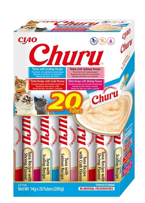 INABA CAT CHURU VARIETIES TUNA SEAFOOD 20 × 14 g (280 g)