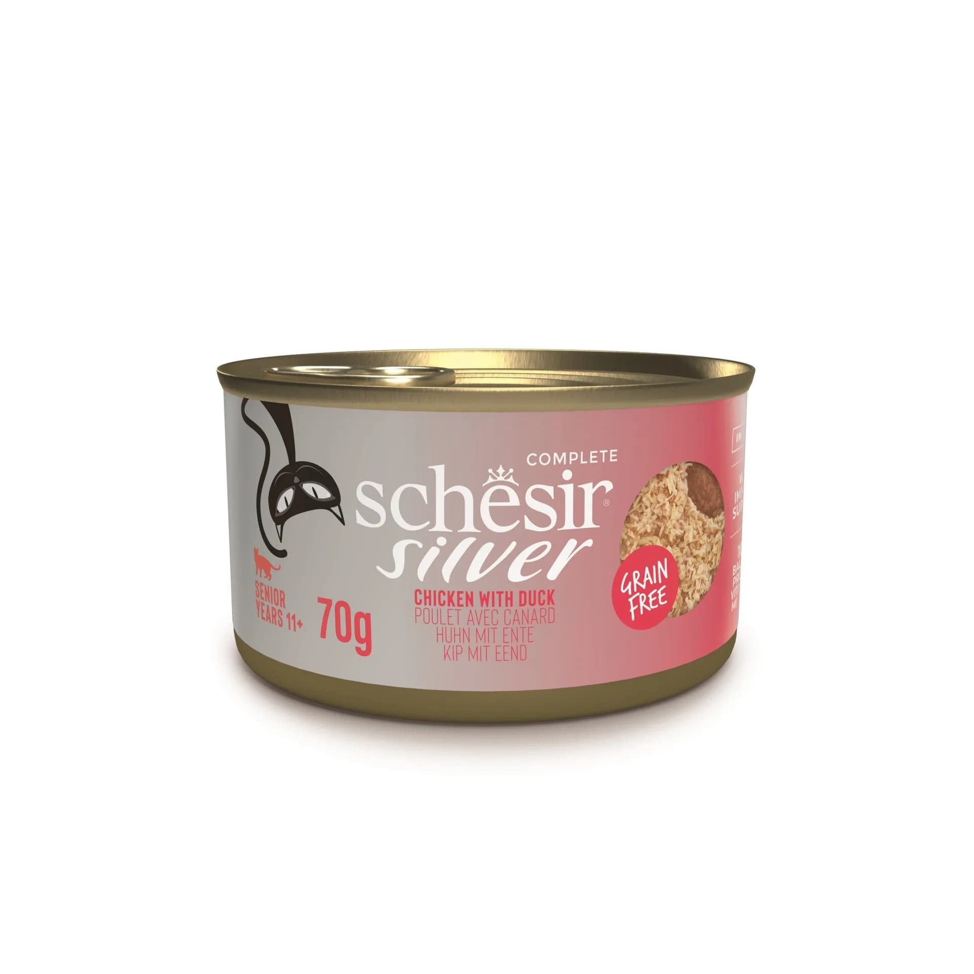 Schesir Silver karma mokra dla kota mus z rozdrobnionym kurczakiem i kaczką 70 g