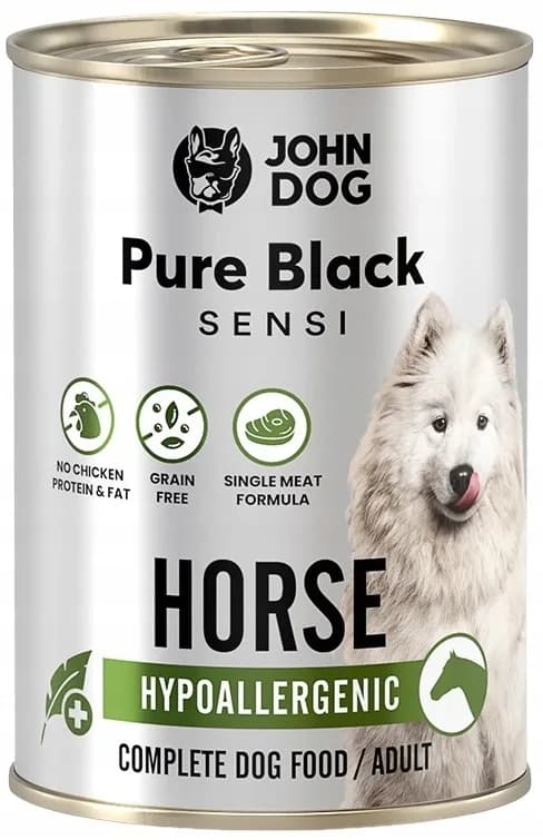 John Dog Pure Black Sensi Adult hipoalergiczna karma mokra dla psa z koniną