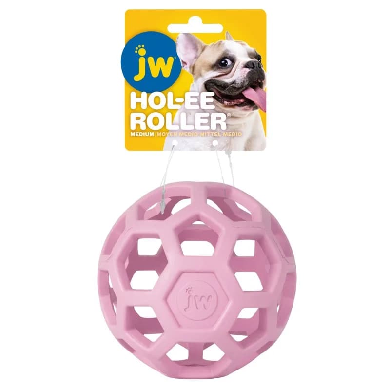 JW Pet hol-ee roller m ø11,5 cm pink – elastyczna piłka dla psa do zabawy