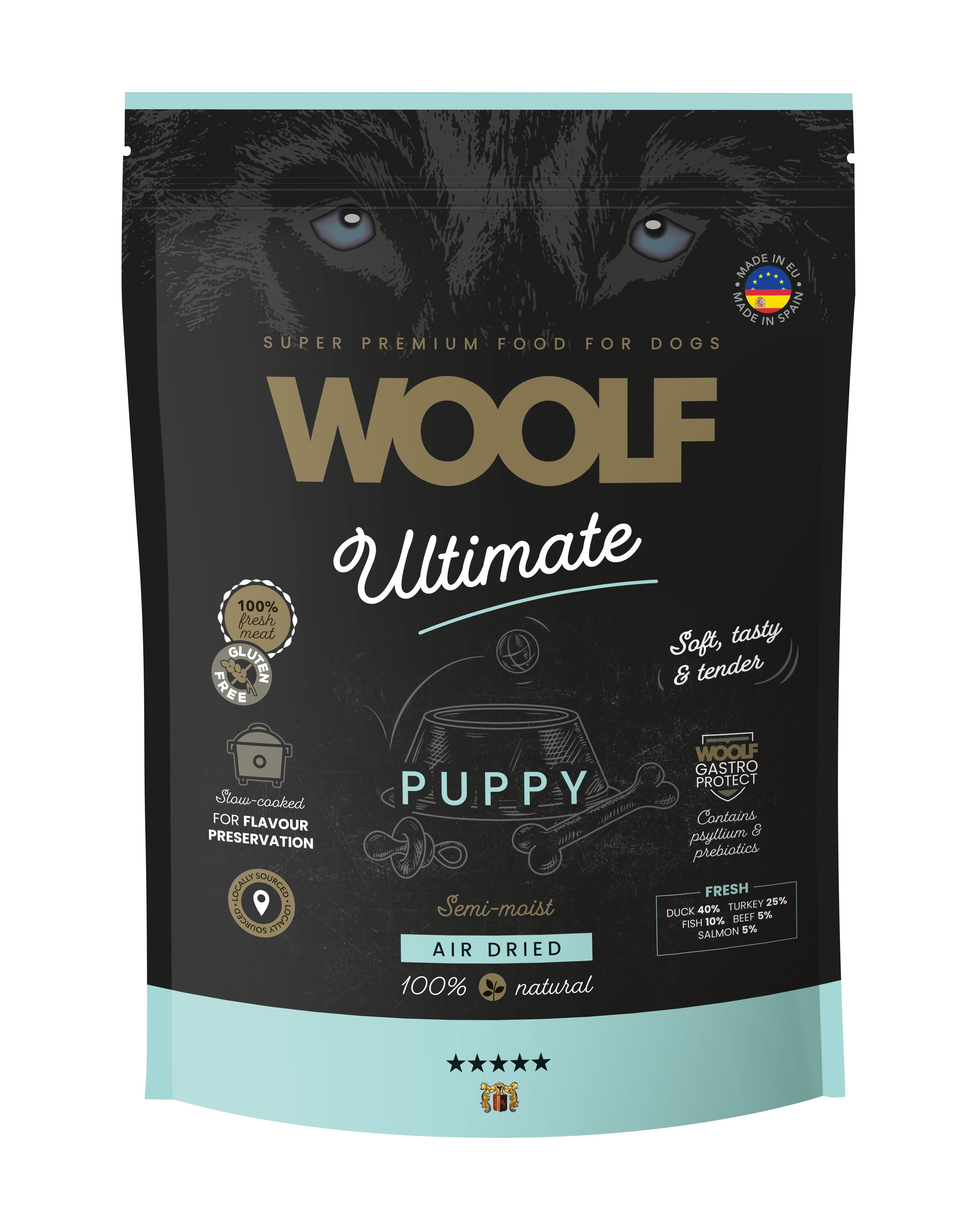 WOOLF ULTIMATE DUCK WITH TURKEY FOR PUPPY Karma Półwilgotna z Kaczką, Indykiem, Rybami i Wołowiną dla Szczeniąt 1 kg
