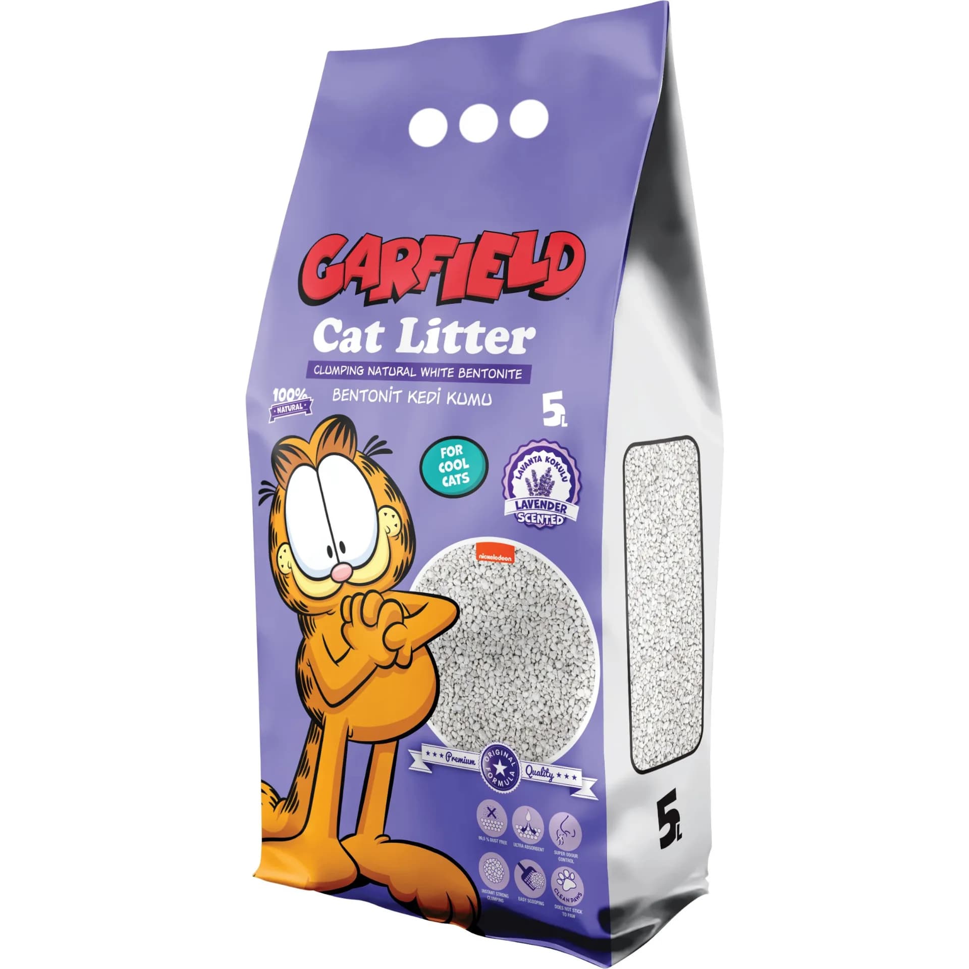 Garfield żwirek bentonit dla kota lawendowy - różna pojemności 5 l