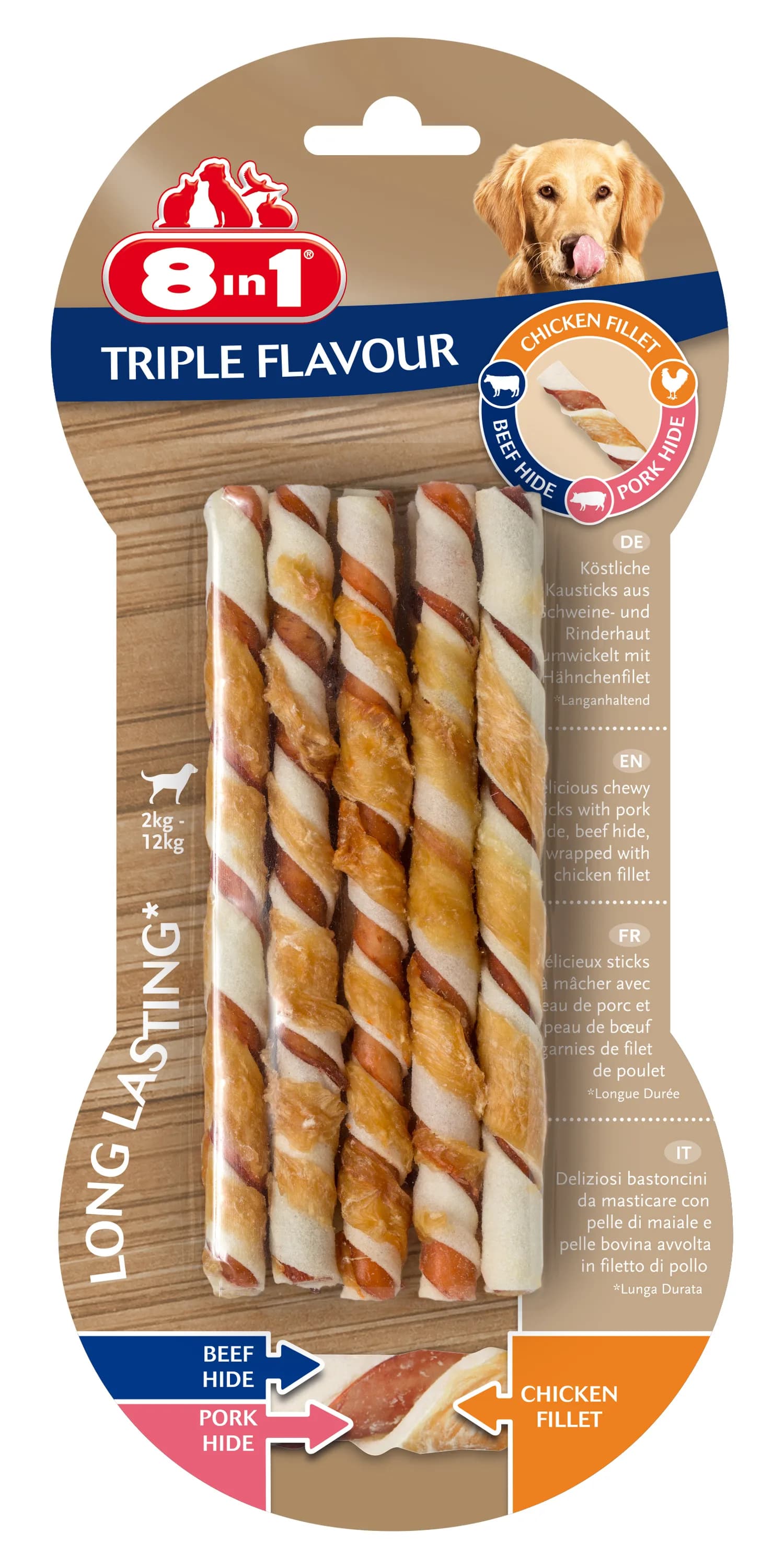 Przysmak 8in1 Triple Flavour Twisted Sticks 10 szt. dla psa