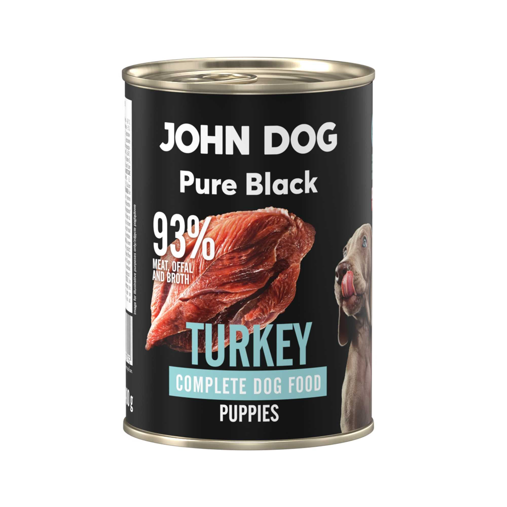 John Dog Pure Black Junior monobiałkowa karma mokra dla szczeniąt z indykiem