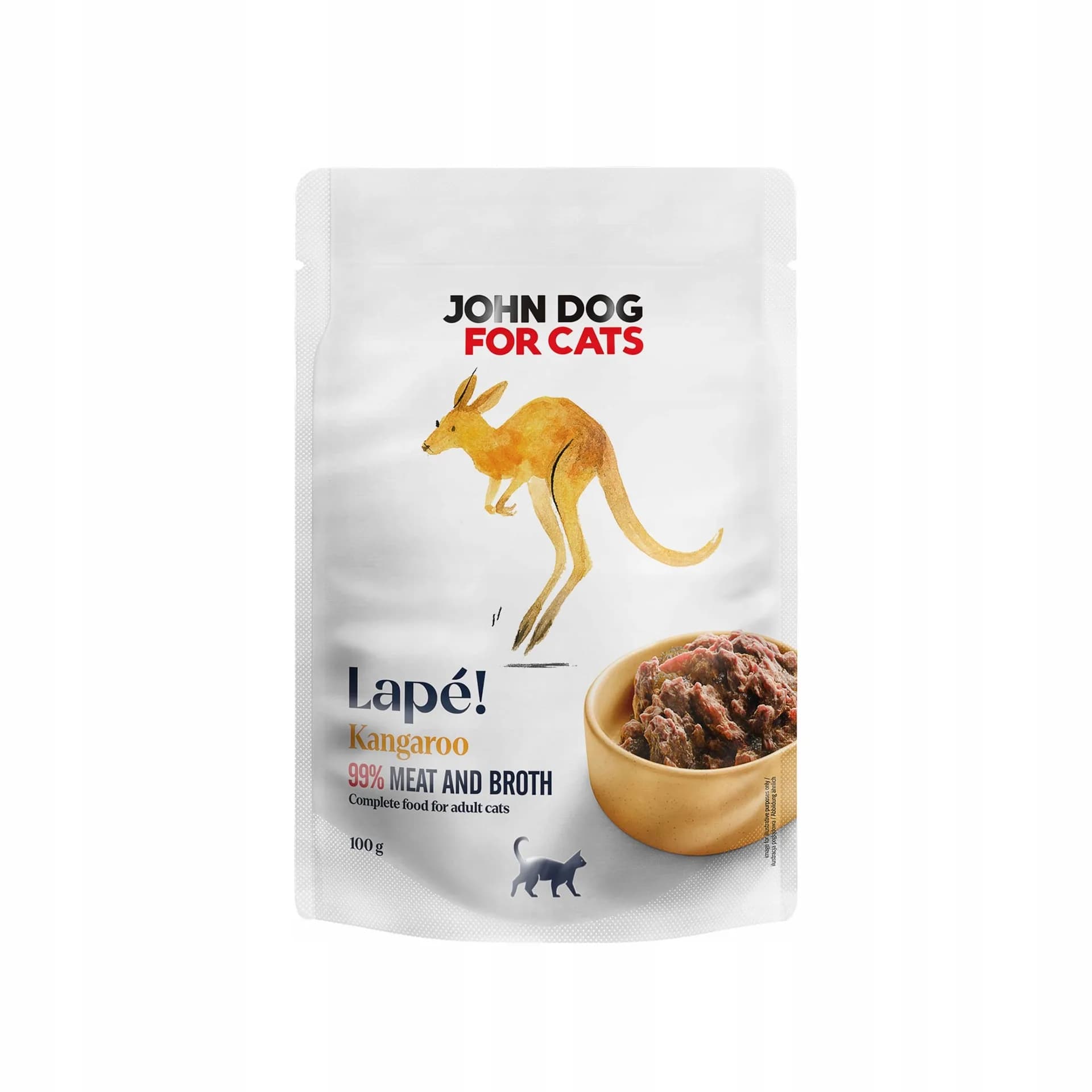 John Dog for Cats Lapé karma mokra z kangurem dla dorosłych kotów 100 g