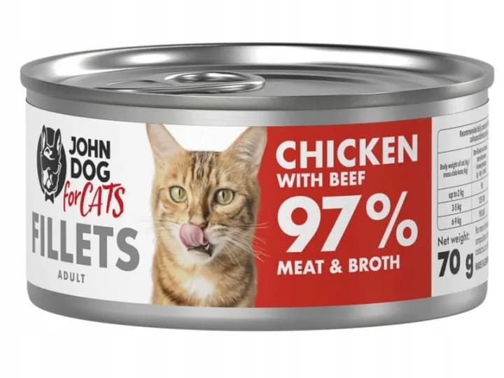 John Dog for Cats Filety karma mokra z kurczakiem i wołowiną dla dorosłych kotów 70 g