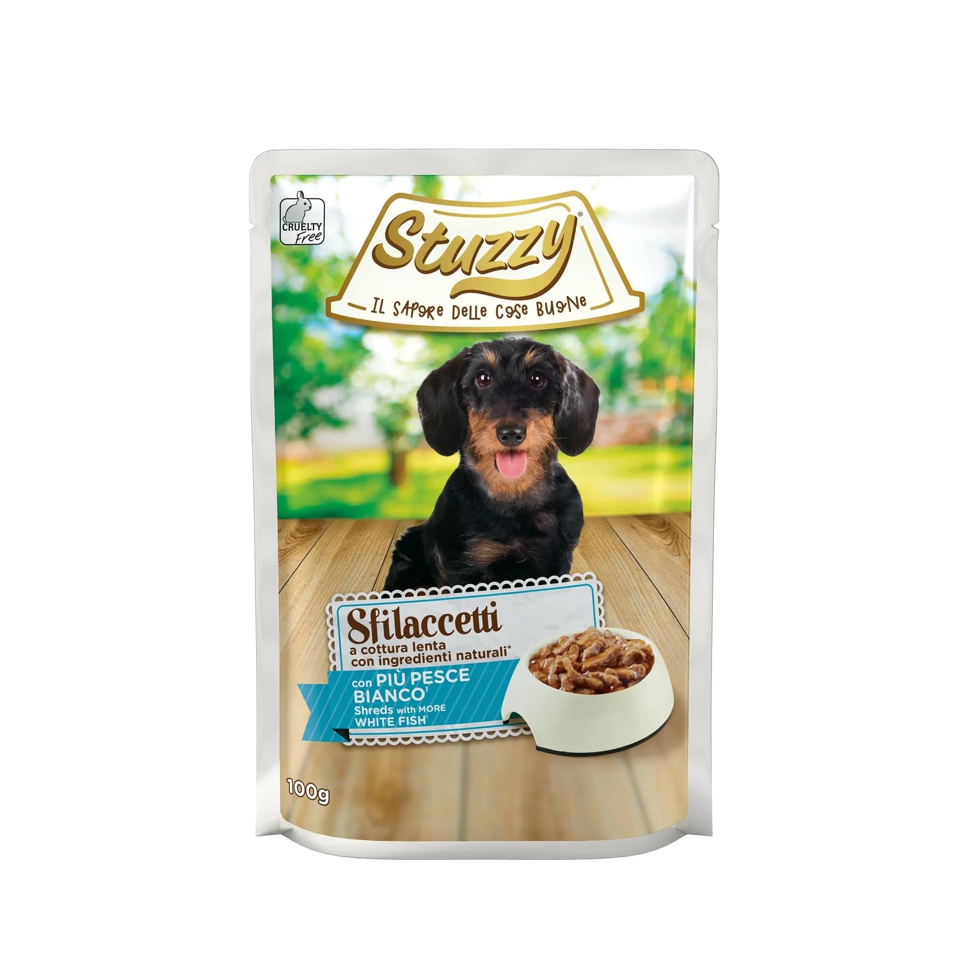 Stuzzy Sfilaccetti karma mokra dla psa biała ryba 100 g