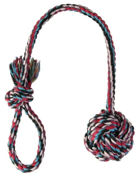 Piłka do gry z wełnianym sznurkiem - Denta Fun ø 5.5 cm / 30 cm