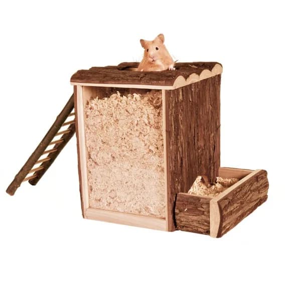 Wieża dla gryzoni z obręczą z naturalnych materiałów 20 × 20 × 16 cm