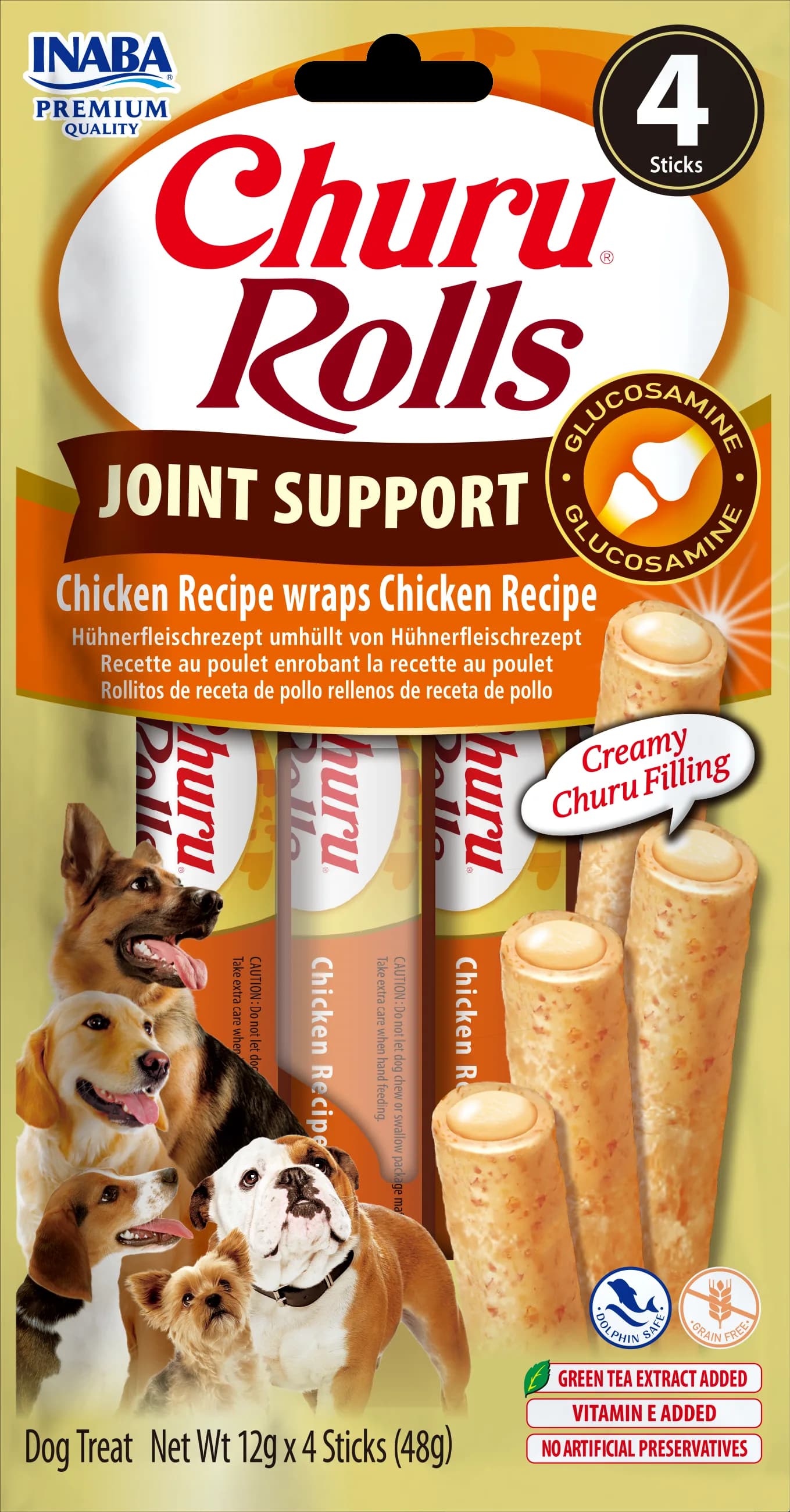Inaba Dog Churu Rolls Joint Support Chicken przysmak dla Psa wspierający stawy 4 × 12 g