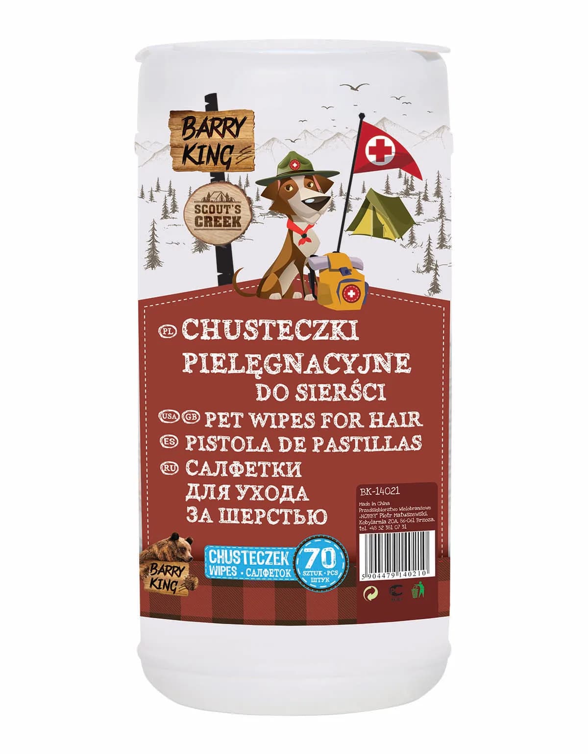 Barry King Chusteczki pielęgnacyjne do sierści (70 szt.)