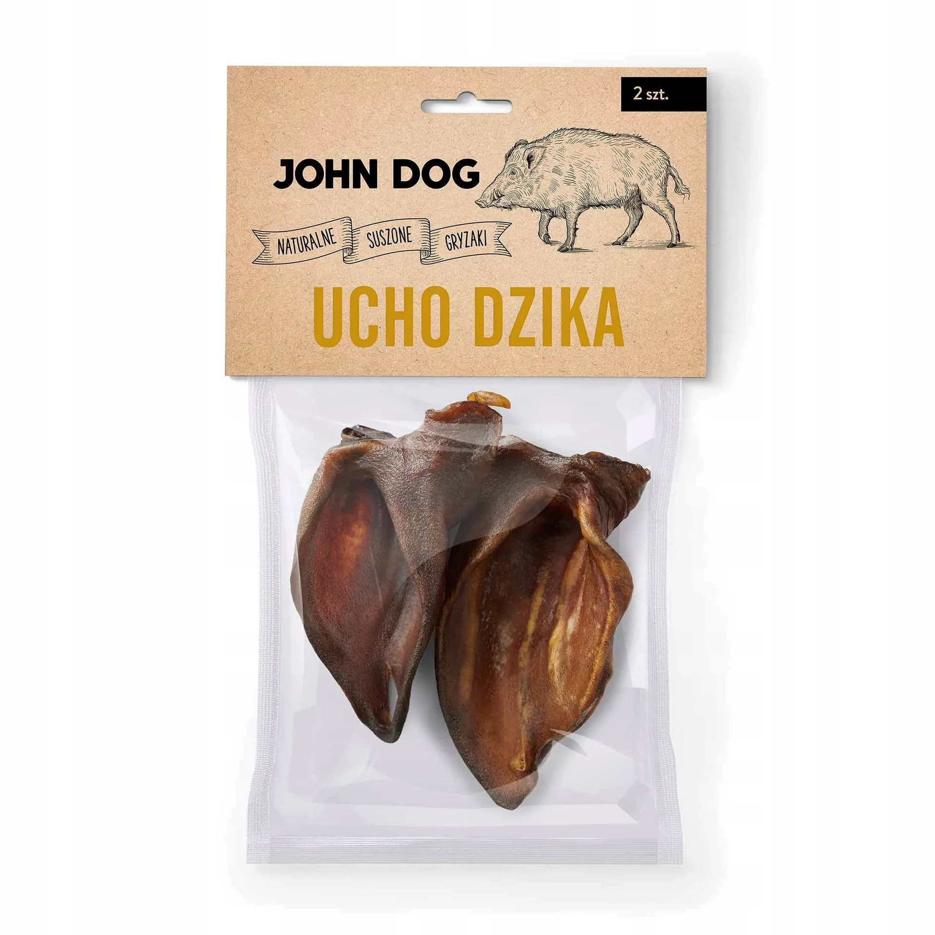 John Dog suszony gryzak dla psa ucho dzika 2 szt.
