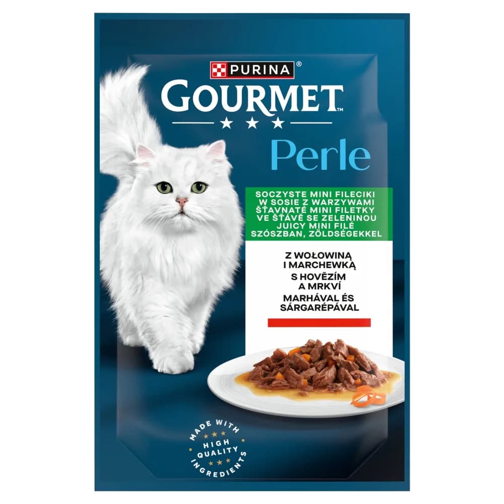 Purina GOURMET PERLE - mini fileciki w sosie z wołowiną i marchewką 85 g