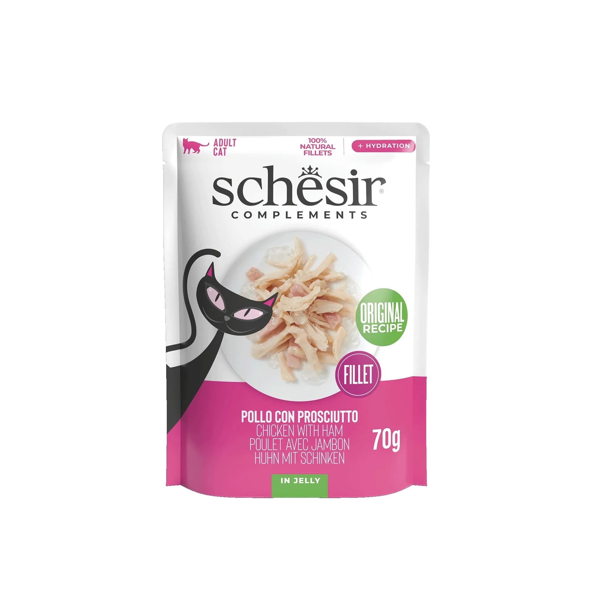 Schesir Complements karma mokra dla kota kurczak z szynką w galarecie 70 g