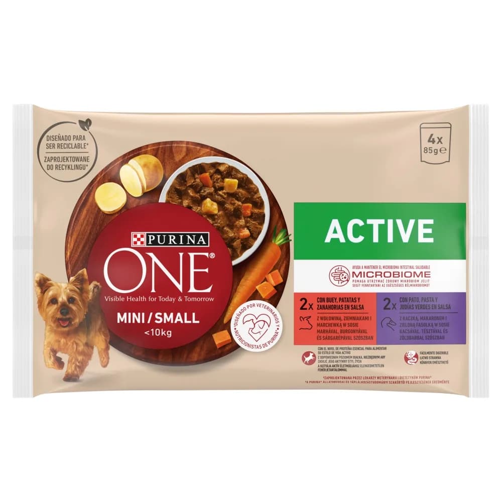 Purina One Mini/Small Active Karma dla psów 340 g (4 × 85 g)