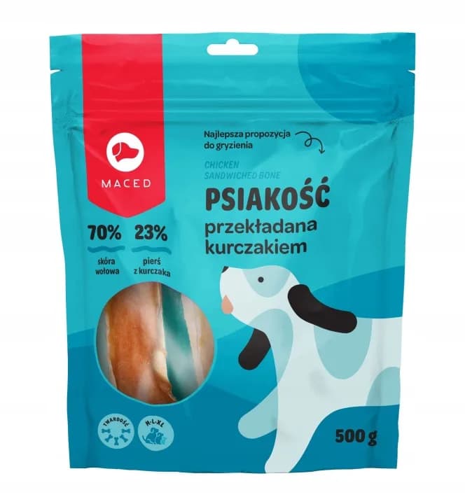 Maced Psiakość Kość przekładana kurczakiem 15 cm, 500 g