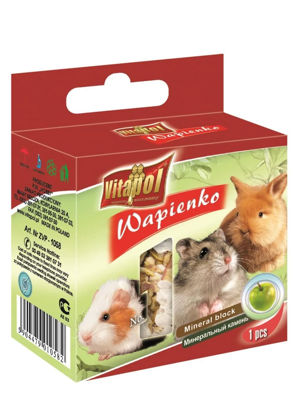 Vitapol Kostka wapienna owocowa lub warzywna dla gryzoni i królika - różne smaki Warzywny