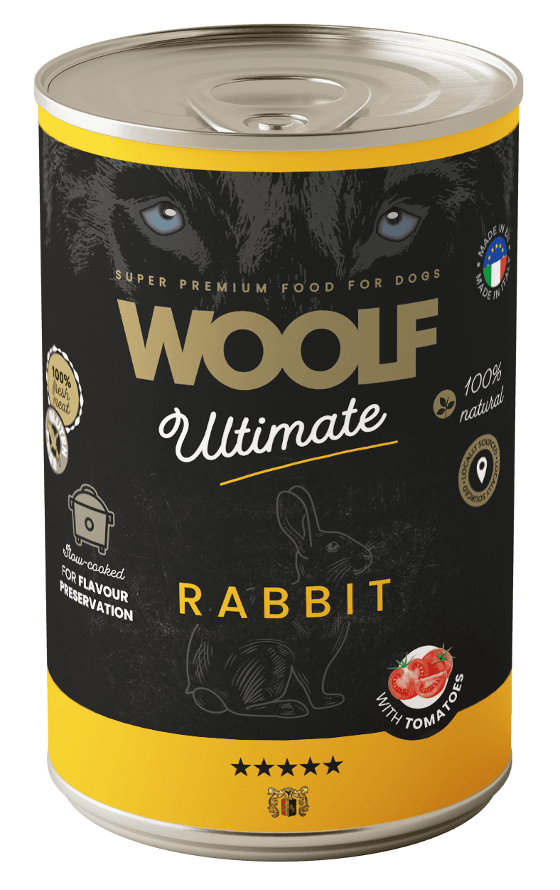 WOOLF ULTIMATE RABBIT WITH TOMATOES Karma Wilgotna z Królikiem i Pomidorami dla Psów Dorosłych 400 g