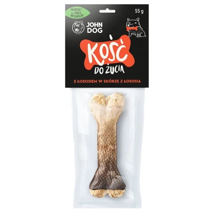 SMAKOŁYKI John Dog Kość do żucia z łososiem w skórze łososia 12 cm / 1 szt