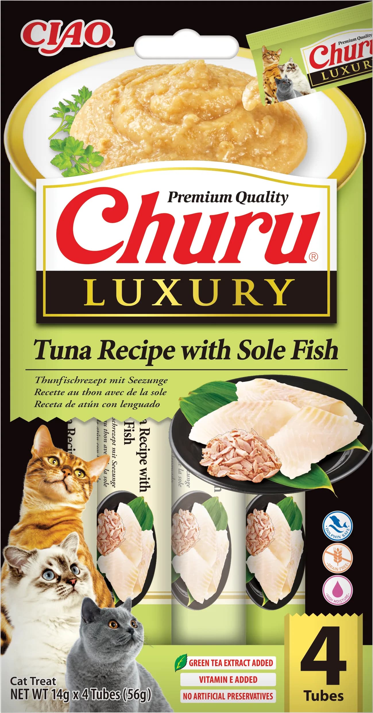 INABA CAT CHURU LUXURY przysmak dla kota tuńczyk i sola 4 × 14 g (56 g)