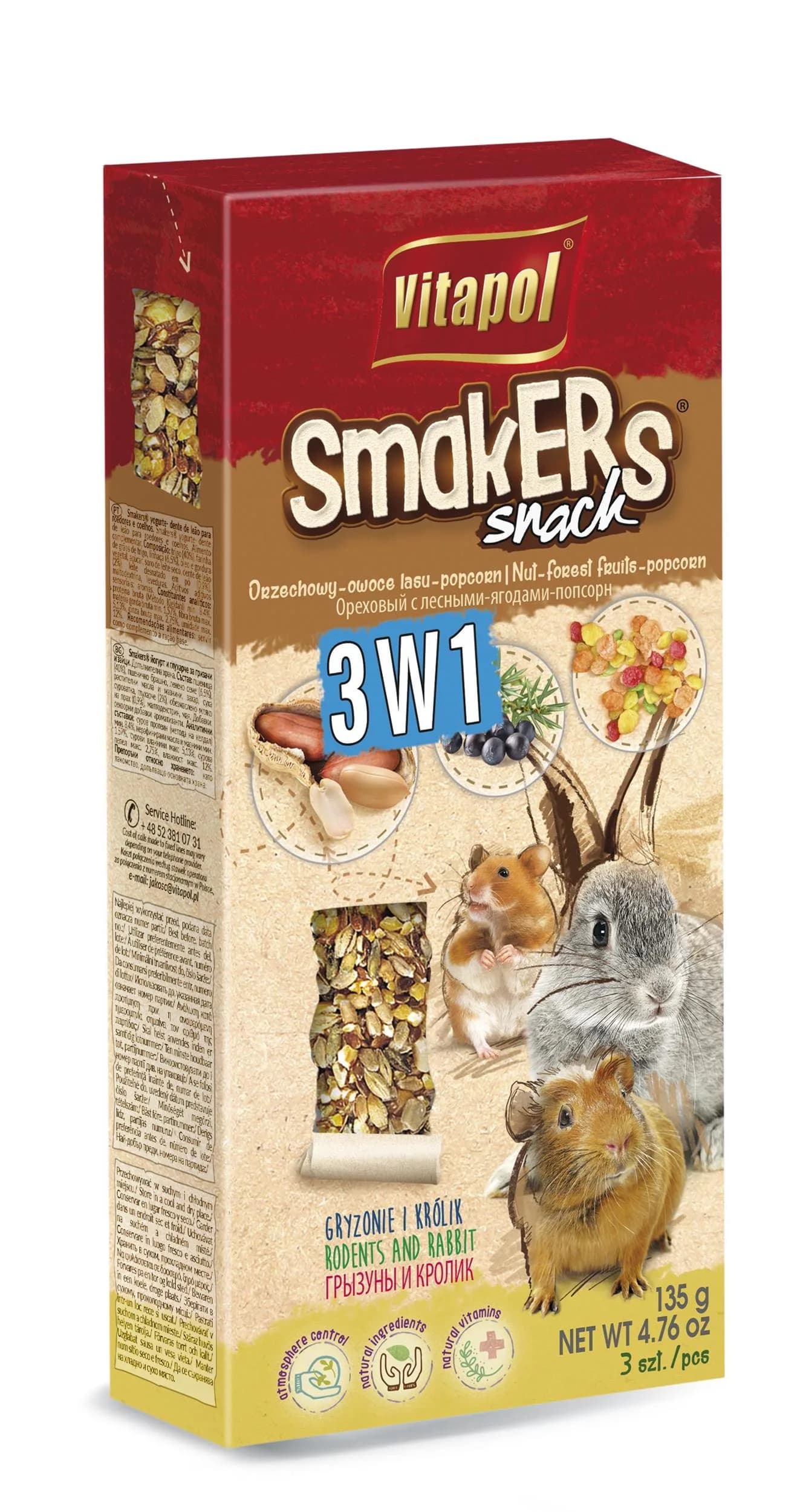 Vitapol Smakers 3w1 dla gryzoni i królika 135 g