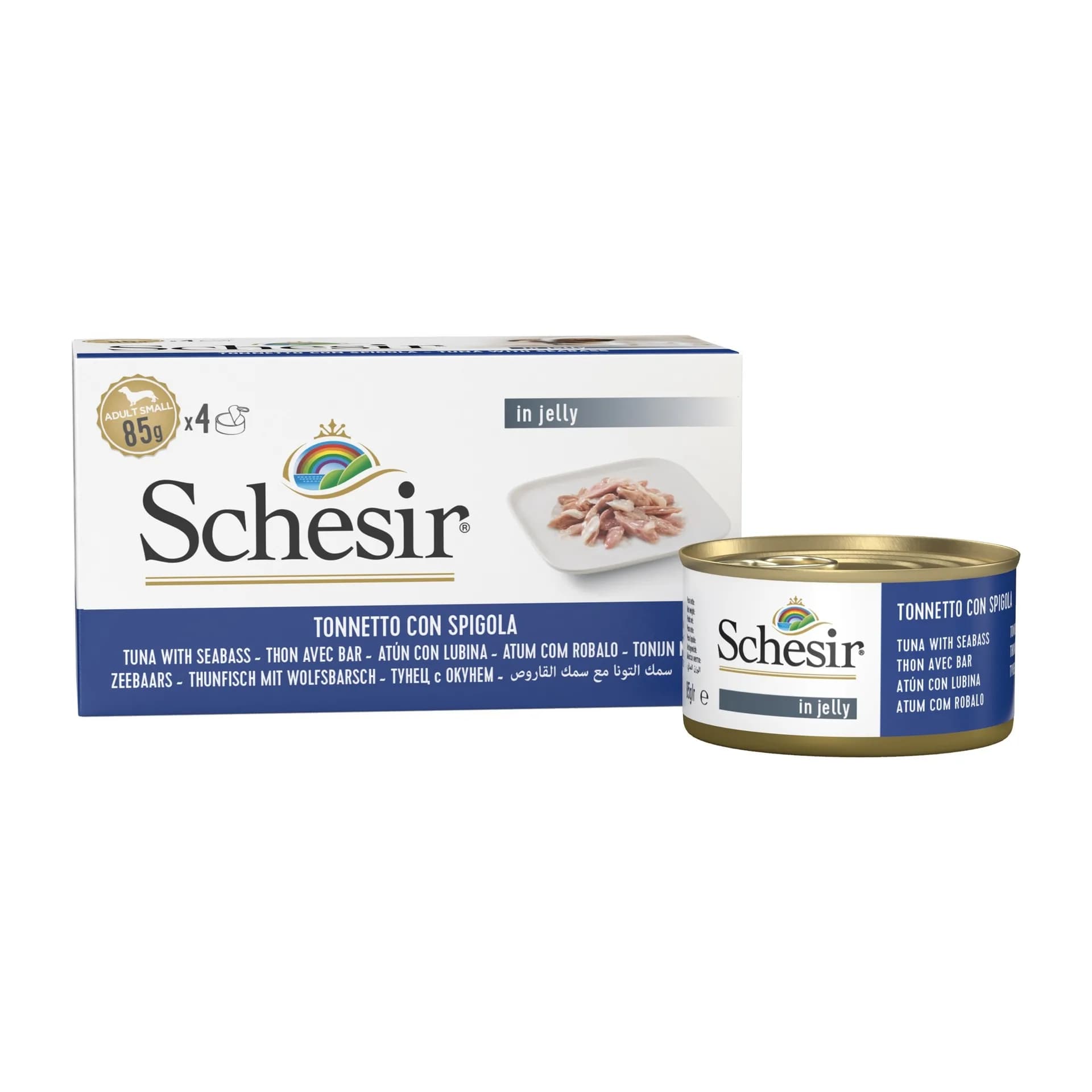 Schesir karma mokra dla psa tuńczyk z okoniem 4 × 85 g