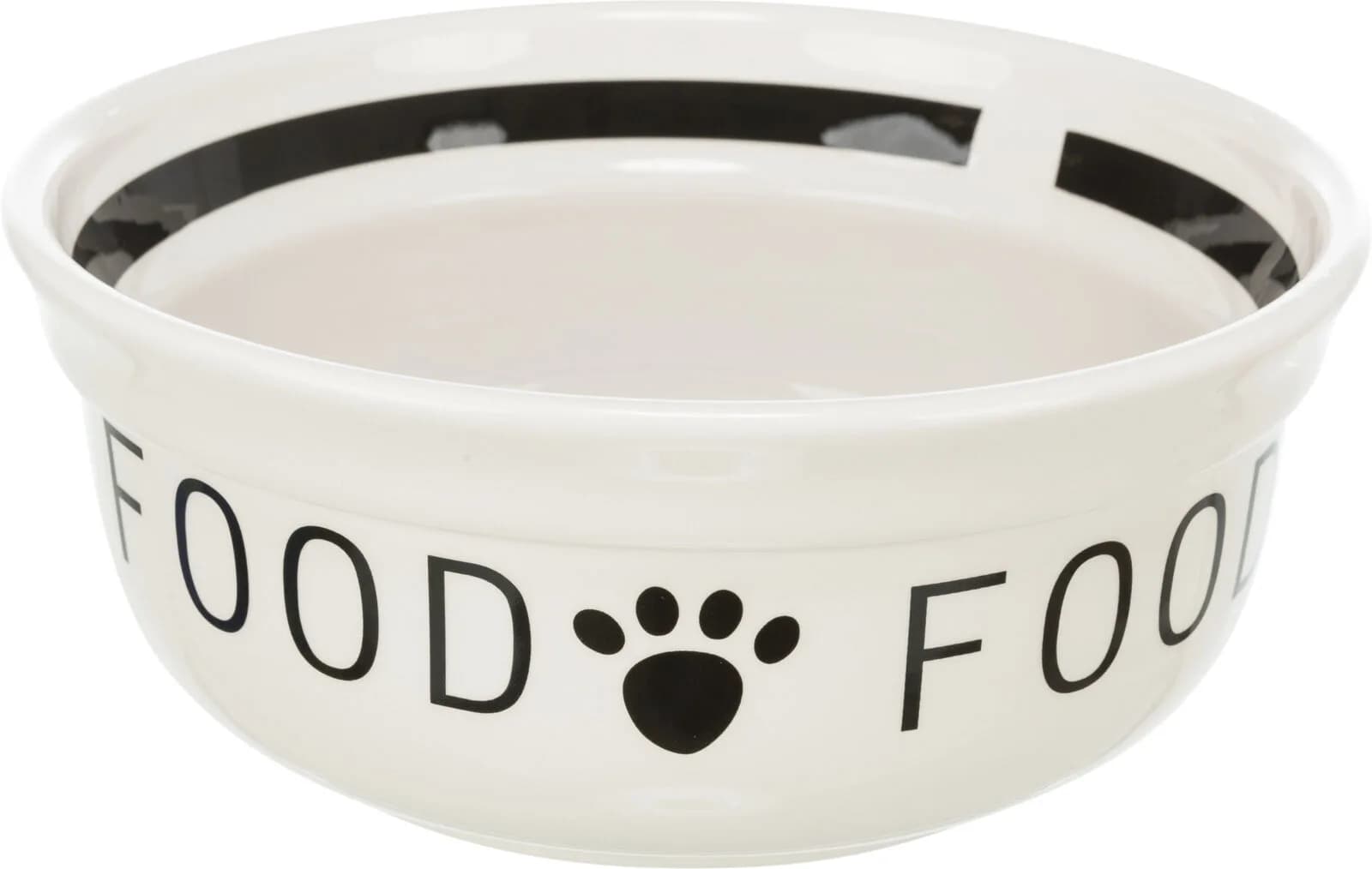 Miska ceramiczna „Food" dla psa biało/czarna 0.6 l/15 cm