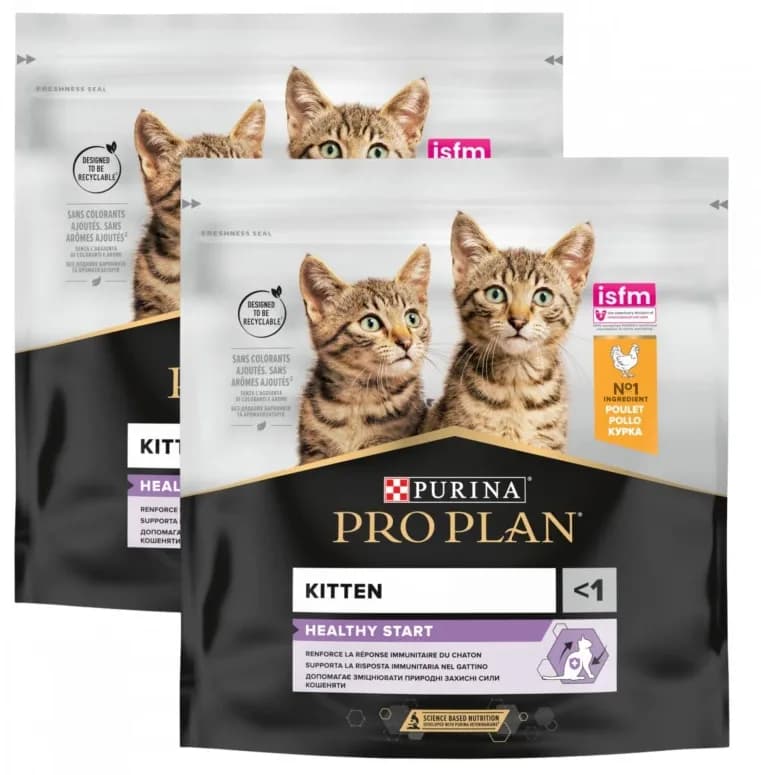 Purina Pro Plan Kitten Healthy Start karma sucha z kurczakiem dla kociąt 2 × 400 g